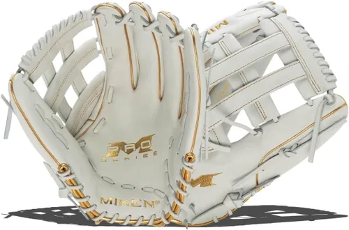 Miniatura 9 de Miken Pro Series - Guantes de sóftbol de lanzamiento lento, 13 pulgadas, blanco/rojo blanco/blanco