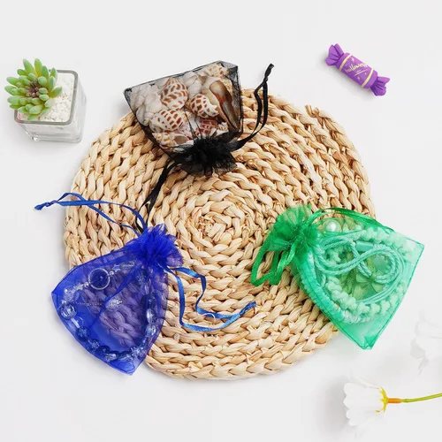 Miniatura 4 de ANZNKU Paquete de 50 bolsas de organza multicolor de 3 x 4 pulgadas, mini bolsas de regalo para regalos de Pascua, día de la madre, bolsa de joyería