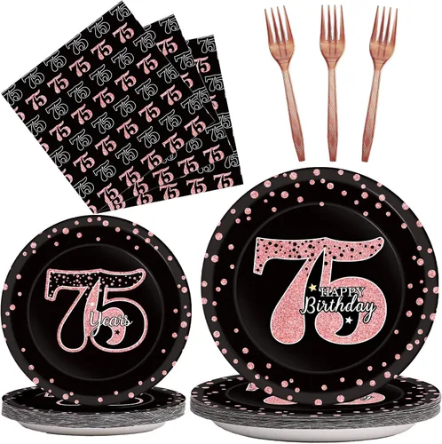 Miniatura 48 de 96 piezas de decoración de cumpleaños número 65 para hombres, platos y servilletas de papel para la mesa de pastel, suministros de mesa