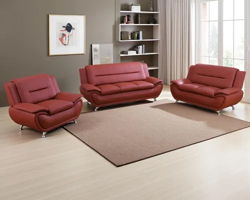 Miniatura 54 de Juego de sofá de cuero (3 piezas, cuero negro B), muebles de sala de estar para apartamento, material de estilo minimalista, fácil montaje B-cuero