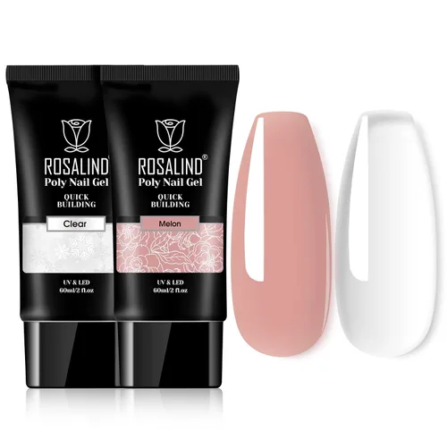Miniatura 10 de Rosalind Gel de extensión de poliéster acrílico transparente, paquete de 2 unidades de gel de uñas de 2.1 onzas líquidas, constructor de uñas
