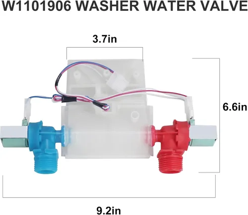 Miniatura 2 de Actualización W11101906 W11210463 Válvula de entrada de agua para lavadora compatible con Whirl-pool Am-ana Cro-sley May-tag Reemplazo
