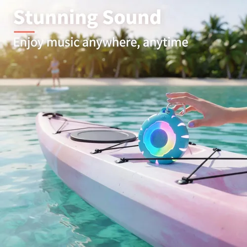 Miniatura 5 de HEYSONG Altavoz Bluetooth impermeable para ducha, duradero y portátil con sonido claro, ideal para ducha, piscina, playa y kayak, gran regalo