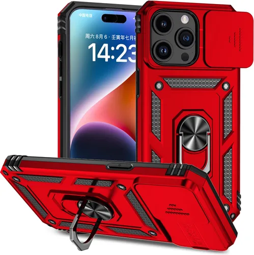 Miniatura 45 de Funda magnética compatible con iPhone 14 Pro de 6.1 pulgadas, funda magnética para iPhone 14 Pro con cubierta de cámara y soporte de grado militar