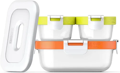 Miniatura 10 de ZOKU - Recipiente de almacenamiento de alimentos anidado con paquete congelador, a prueba de fugas con tapas herméticas, para sándwiches, almuerzos