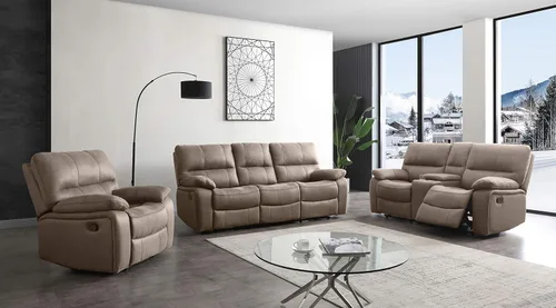 Betsy Furniture Juego de sofá reclinable de microfibra para sala de estar 8007 (topo, sofá+sofá biplaza+sillón reclinable)