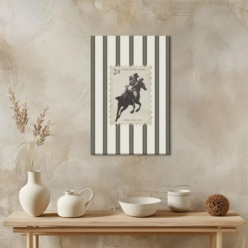 Miniatura 4 de Póster vintage a rayas de Rodeo y vaquero, sello retro de tres centavos, impresión en lienzo de caballo y caballo arte de pared occidental, estilo-1