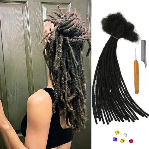 Miniatura 33 de 0.2 in y 0.2 in de ancho, 4-14 pulgadas de 10, 30, 60, 100 hebras de extensiones de cabello humano 100% real para hombres/mujeres/niños, paquetes
