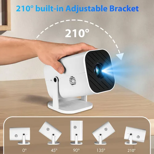 Miniatura 9 de Mini proyector para iPhone, proyector pequeño de 1080P (Bluetooth 5.3 y altavoz integrados), compatible con 4K, giratorio de 210°, proyector