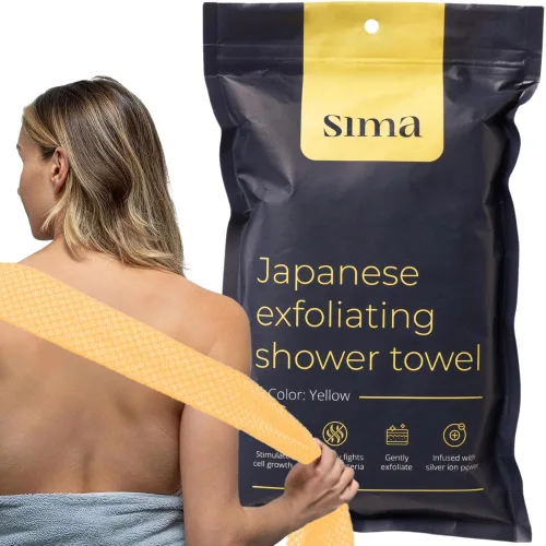 Miniatura 11 de Toalla exfoliante para la cara y el cuerpo - Toalla exfoliante japonesa con fibras hexagonales, exfoliante corporal con 2 lados para frotar y lavar