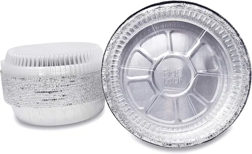 Miniatura 8 de Paquete de 40 sartenes redondas de aluminio prémium de 8 pulgadas con tapas de cúpula de plástico, lata de aluminio desechable resistente para asar