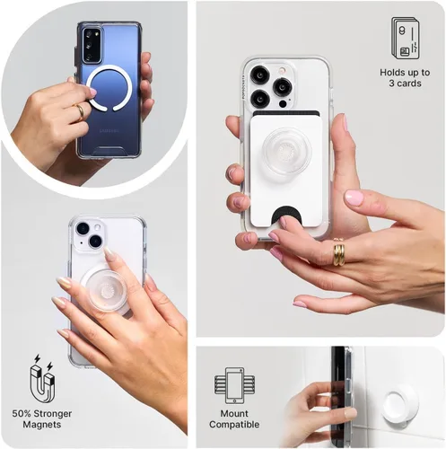 Miniatura 3 de PopSockets Agarre para teléfono para MagSafe con soporte, soporte magnético, parte superior intercambiable, sujeción segura para fundas MagSafe