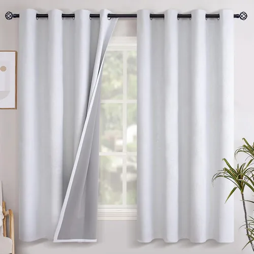 Miniatura 81 de YoungsTex - Cortinas opacas de lino para dormitorio, oscurecimiento de la habitación, cortinas con textura de lino, paneles con aislamiento térmico