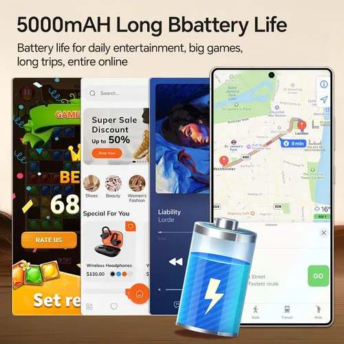 Miniatura 6 de Teléfonos desbloqueados, 12GB+512GB teléfonos Android desbloqueados, 5G Android 14 Smartphone, Snapdragon888, 5000mAh (plateado)