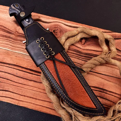 Miniatura 7 de Poshland REG-109 Cuchillo Bowie hecho a mano de acero D2 de 15.25 pulgadas, mango de madera maciza