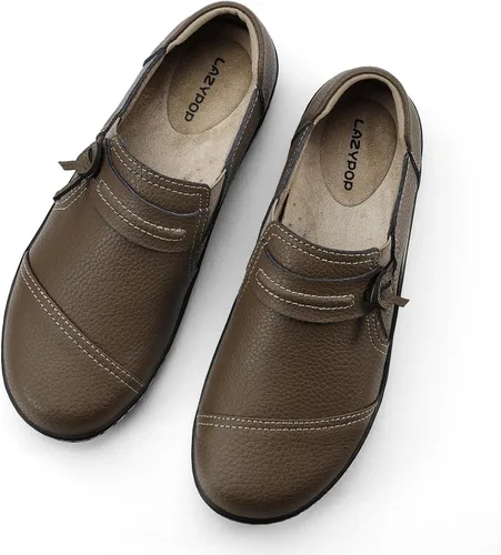 Miniatura 9 de LAZYPOP Mocasines de cuero clásicos y cómodos para mujer, bonitos zapatos de vestir informales, ligeros, para caminar, zapatos planos