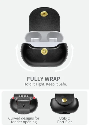 Miniatura 2 de VogDUO Funda de cuero genuino para Beats Studio Buds Holder Funda completa con trabilla para cinturón, protección suave compatible con Beats Studio