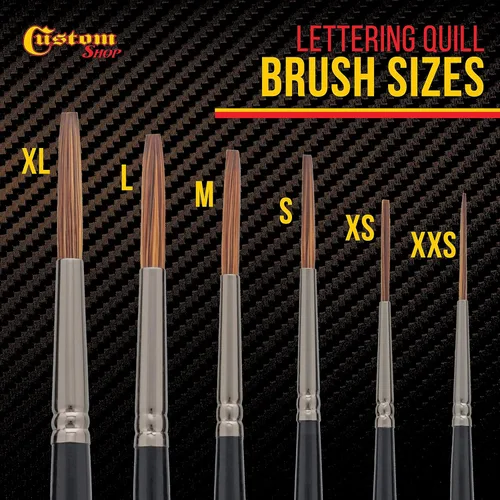 Miniatura 3 de Custom Shop Juego de 6 pinceles de letras para pintura de letreros, tamaños XL, LG, MED, SM, XSM, XXSM – mezcla de cerdas de ardilla Taklon, pintura