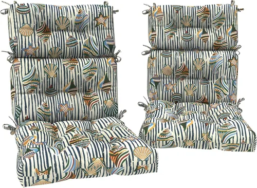 Miniatura 23 de DYTXIII Juego de 2 cojines para sillas de respaldo alto para exteriores, repelentes al agua, cojines de asiento mecedor, de 44 x 22 pulgadas