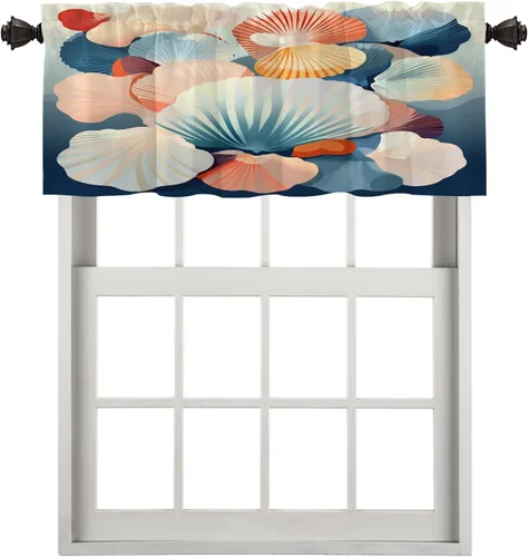 Miniatura 38 de Cortinas de cocina de hojas de arce otoñales para ventanas, hojas verdes y rojas sobre cenefas opacas negras, tratamientos de ventana de poliéster