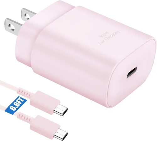 Miniatura 10 de Cable de carga súper rápida de 25W Tipo C con bloque y cable cargador USB C de 10 pies para teléfono Android Samsung Galaxy S25/S24 Púrpura