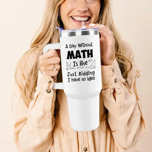 Miniatura 7 de Vaso de matemáticas con asa para hombres, 40 onzas, regalo de nutrición matemática, tazas de acero inoxidable, con texto divertido, aislantes
