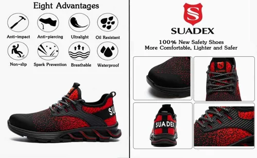 Miniatura 69 de SUADEX Zapatos deportivos con punta de acero para hombres y mujeres, indestructibles, ligeros, cómodos, antideslizantes, puntera compuesta