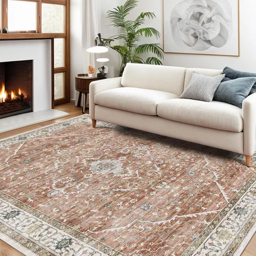 Miniatura 92 de Alfombras de área de 5 x 8 pies para dormitorio, alfombra lavable de 5 x 8, alfombra vintage grande, antideslizante, alfombra bohemia para sala