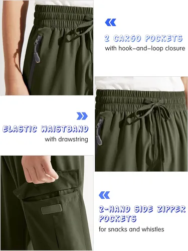 Miniatura 3 de Libin Pantalones deportivos tipo cargo para niños y jóvenes, de secado rápido, para senderismo, activos, ligeros, cónicos, para deportes al aire