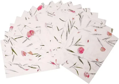 Hojas de papel de morera gruesas A4 hechas a mano, pintura, escritura, papel decorativo, papel para hacer tarjetas, manualidades, 20 piezas (flores