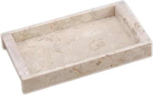 Miniatura 11 de Lujosa bandeja de tocador de mármol natural tallada a mano, organizador elegante y resistente para baño, dormitorio, maquillaje, encimeras, beige