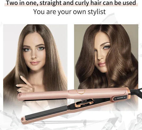 Miniatura 7 de Mini plancha plana de 1/2 pulgada, pantalla LED, turmalina, titanio, placa de cerámica 4D giratoria de 360° para mujer, pelo corto, temperatura Oro