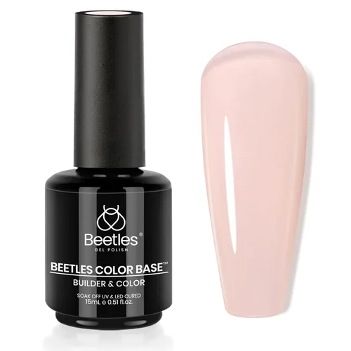Miniatura 19 de Beetles - Esmalte de uñas en gel base rosa, 1 unidad, 0.5 onzas líquidas: color rosa desnudo 5 en 1, esmalte pastel constructor, punta francesa