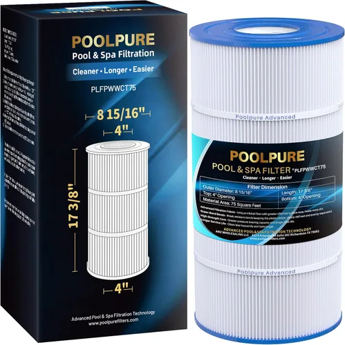 POOLPURE Filtro de spa para piscina que reemplaza PWWCT75, Ultral-B6, Unicel C-8411, Filbur FC-1255, Waterway 817-0075N, Waterway Clearwater II 75