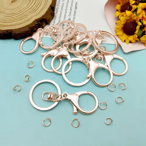 Miniatura 7 de 30 llaveros con cierre de langosta para la fabricación de joyas, broches giratorios de gatillo con cierres giratorios, clips de gancho, anillo