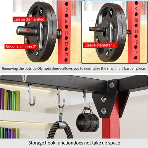 Miniatura 5 de Power Cage - Rack de Potencia Multifunción con Sistema de Cruce de Cables, Rack para Sentadillas de Capacidad de 1800 LBS con Banco de Pesas