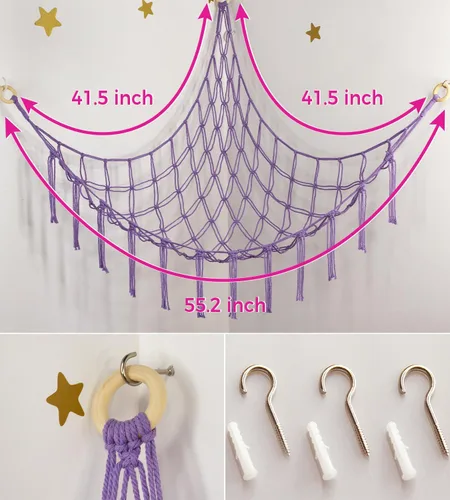 Miniatura 5 de Hamaca o Red de Almacenamiento para Animales de Peluche - Red de Hamaca para Juguetes para Rincón de Animales de Peluche - Organizador Colgante