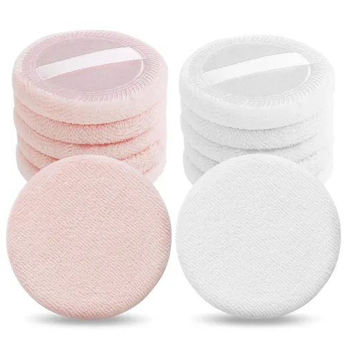 WLLHYF 12 unidades de polvo de maquillaje de algodón rosa, soplos de polvo redondos para maquillaje facial en polvo de terciopelo para polvo suelto,