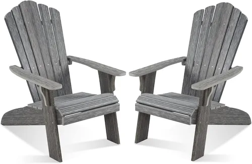 Miniatura 16 de Juego de 2 sillas Adirondack plegables de HDPE, sillas de patio resistentes a la intemperie con reposabrazos anchos y respaldo alto, silla para Negro