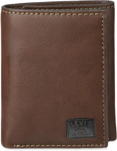 Levi's Billetera triple para hombre, elegante y delgada, incluye ventana de identificación y tarjetero de crédito
