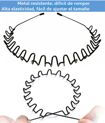 Miniatura 2 de bodbop Banda de metal para el pelo para hombres diadema para mujeres bandas unisex negras onduladas de resorte deportes al aire libre diademas