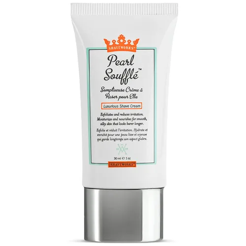 Shaveworks Pearl Soufflé Crema de afeitar para mujeres – Loción de afeitado calmante e hidratante para piernas, axilas, área del bikini – Reduce la