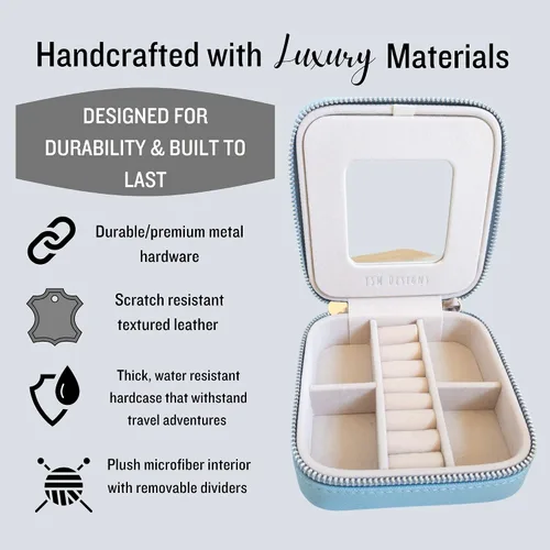 Miniatura 4 de Caja organizadora de joyas de viaje, joyero de viaje, pequeño joyero para mujer, estuche de viaje de joyería, caja organizadora de aretes con espejo