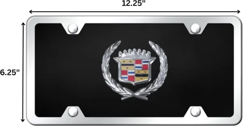 Miniatura 6 de Acrílico negro con logotipo Cadillac Classic, para placa de vehículo con bordes cromados