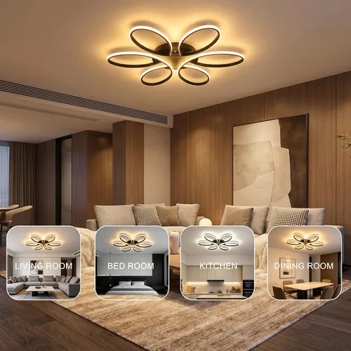 Miniatura 3 de Moderna lámpara LED de techo, 23 pulgadas, 70 W, con control remoto/aplicación, lámpara de montaje empotrado regulable para sala de estar, comedor