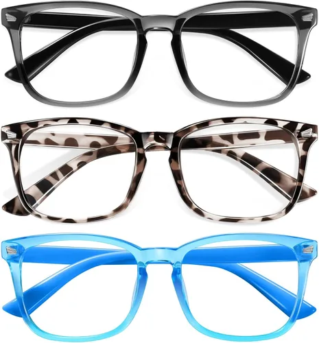 Miniatura 12 de Okany Gafas de luz azul para niños, paquete de 3 gafas de bloqueo de luz azul para niñas y niños, gafas de pantalla de juegos de computadora, Gris