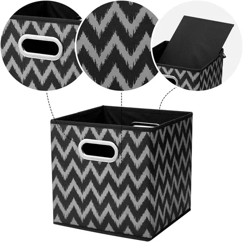Miniatura 3 de Contenedores de almacenamiento de cubo plegable Cajas de almacenamiento de tela con inserciones de chevron Cajas de almacenamiento de tela plegables