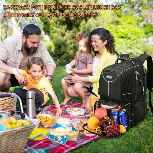 Miniatura 7 de Mochila extra grande para hombre, mochila para laptop con lonchera térmica aislada, mochila de viaje de 15.6 pulgadas con puerto de carga USB