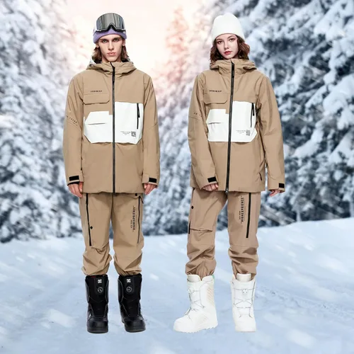 Miniatura 5 de HIGH EXPERIENCE Chaqueta de esquí para snowboard, nieve, invierno, impermeable, aislada, resistente al viento, chaqueta cálida con capucha