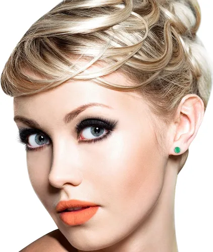 Miniatura 4 de Aretes de oro amarillo macizo de 14 quilates con esmeralda de 0.95 quilates "Spring Doesn't Fade